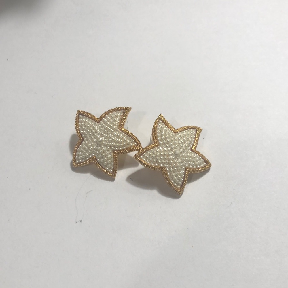 Starfish earrings gold and pearl